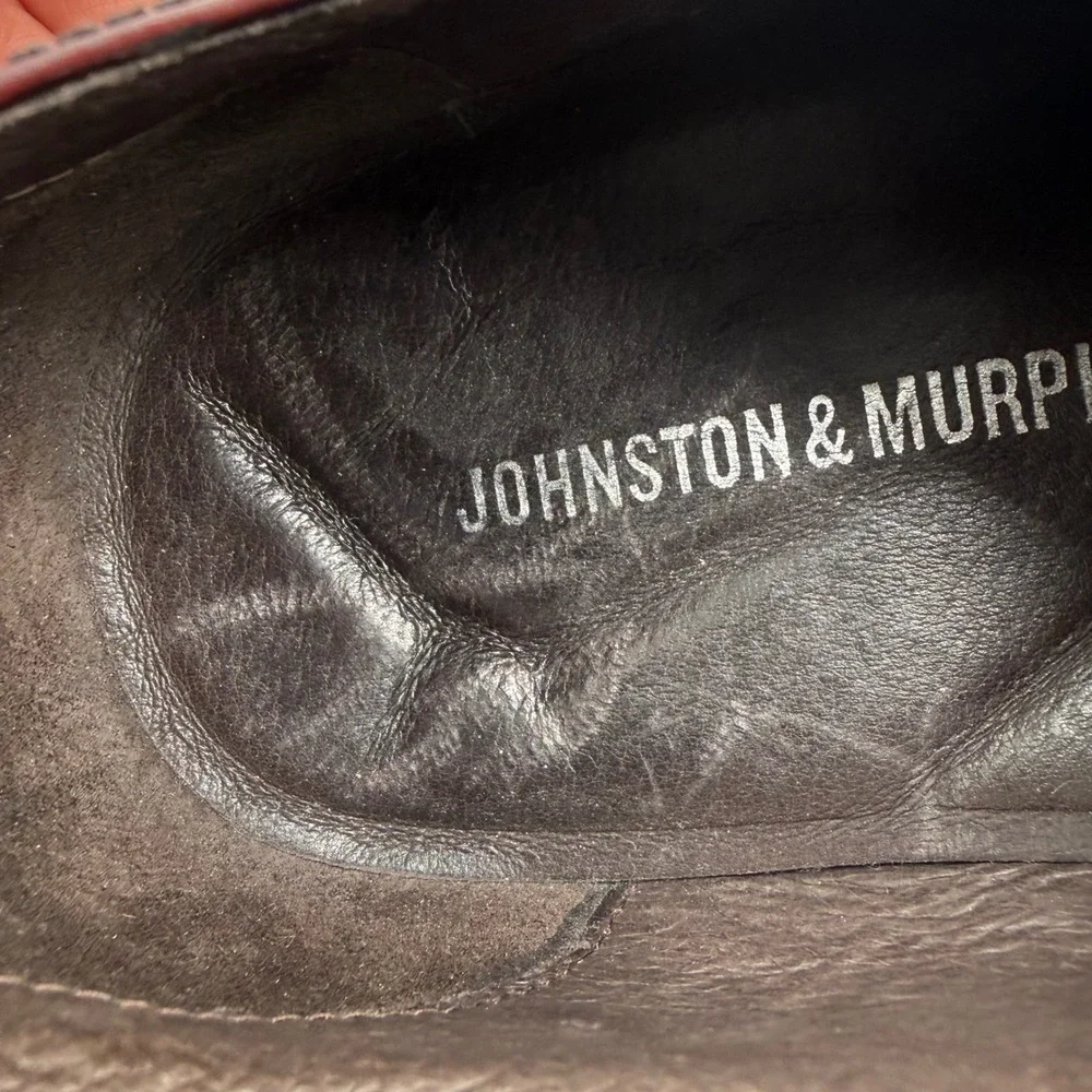 Johnston & Murphy Mens 10.5 M Burgundy Leather Cap Toe Derby Dress Shoes L10